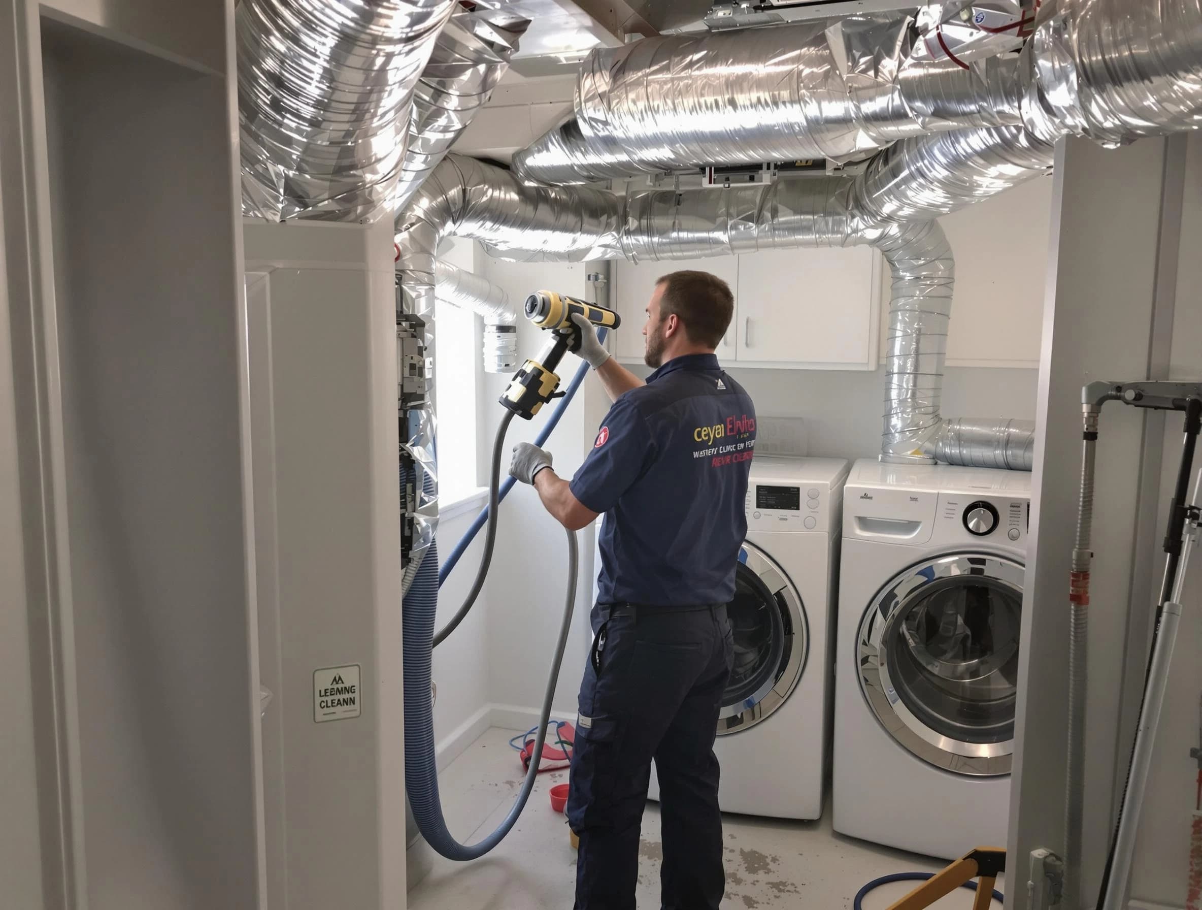 Piedmont Dryer Vent Cleaning specialist using advanced equipment for thorough duct cleaning in Piedmont