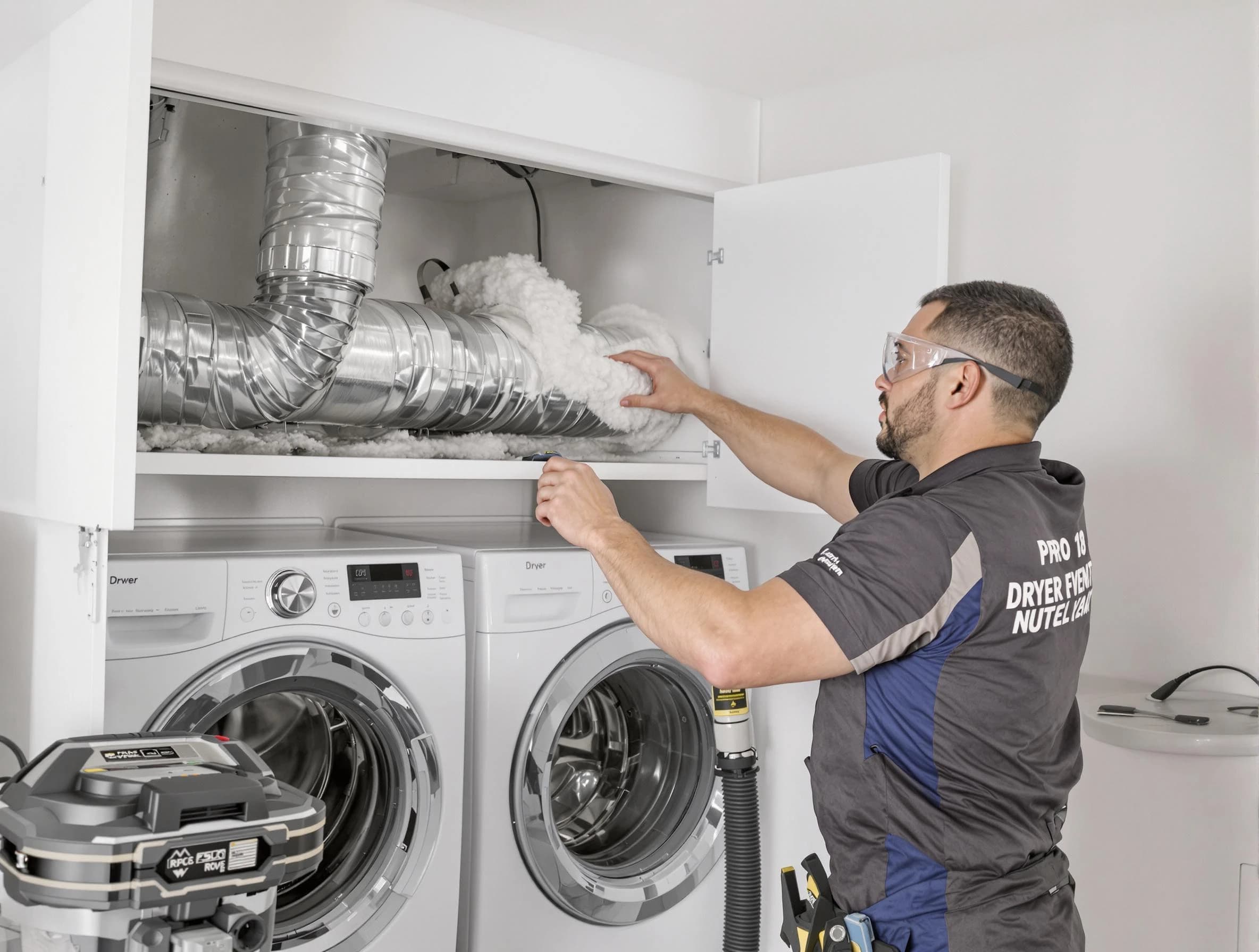 Piedmont Dryer Vent Cleaning certified technician performing specialized gas dryer vent cleaning in Piedmont