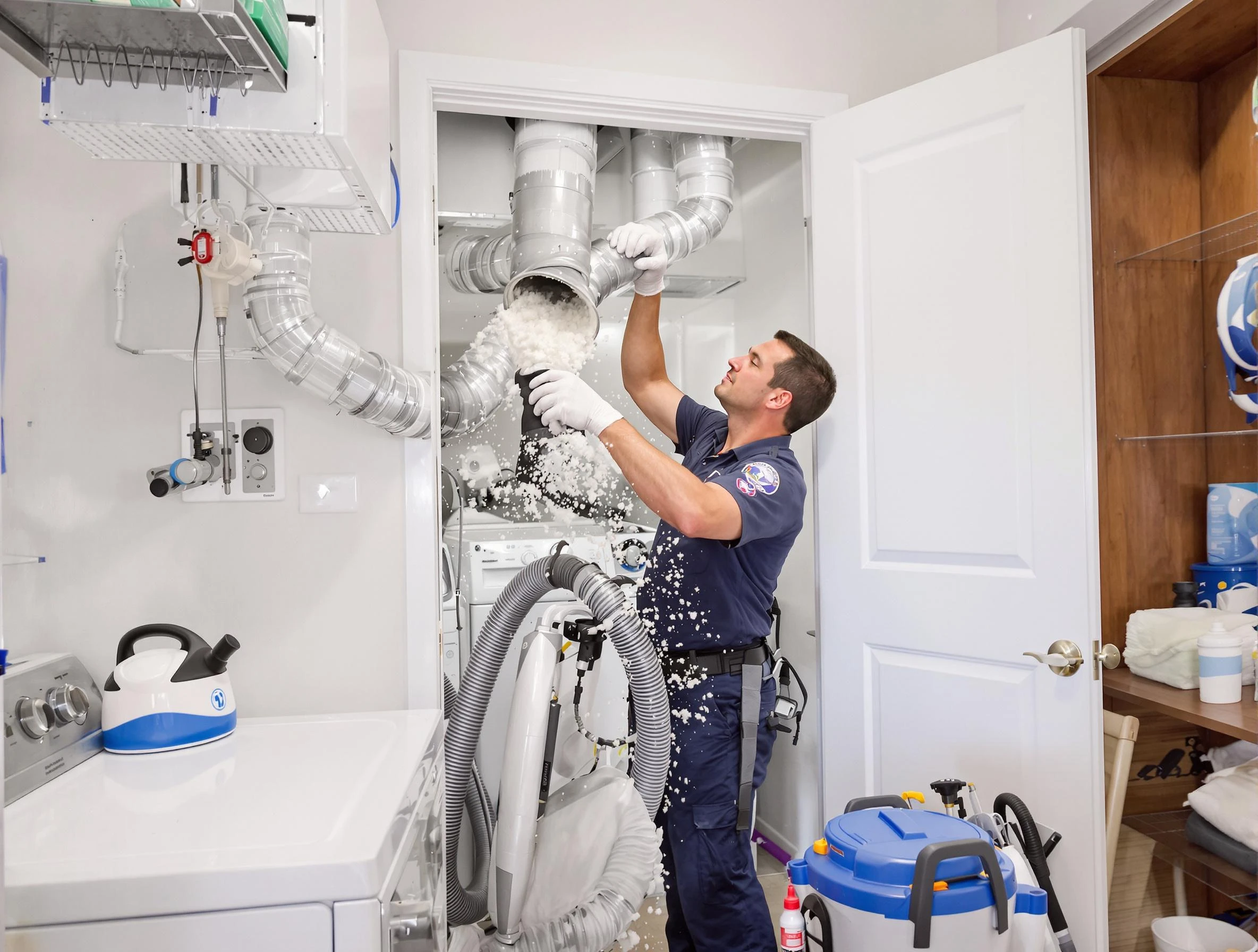 Piedmont Dryer Vent Cleaning technician delivering thorough residential dryer vent cleaning service in Piedmont